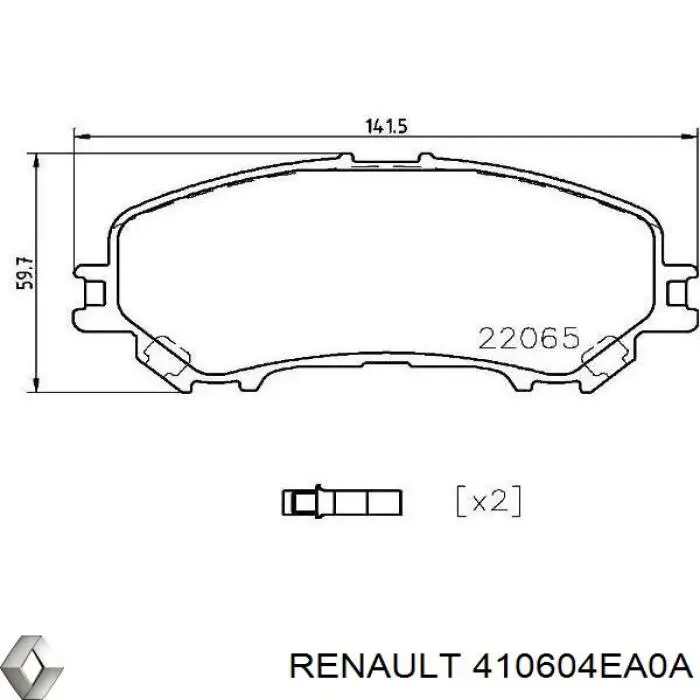 Передние тормозные колодки 410604EA0A Renault (RVI)