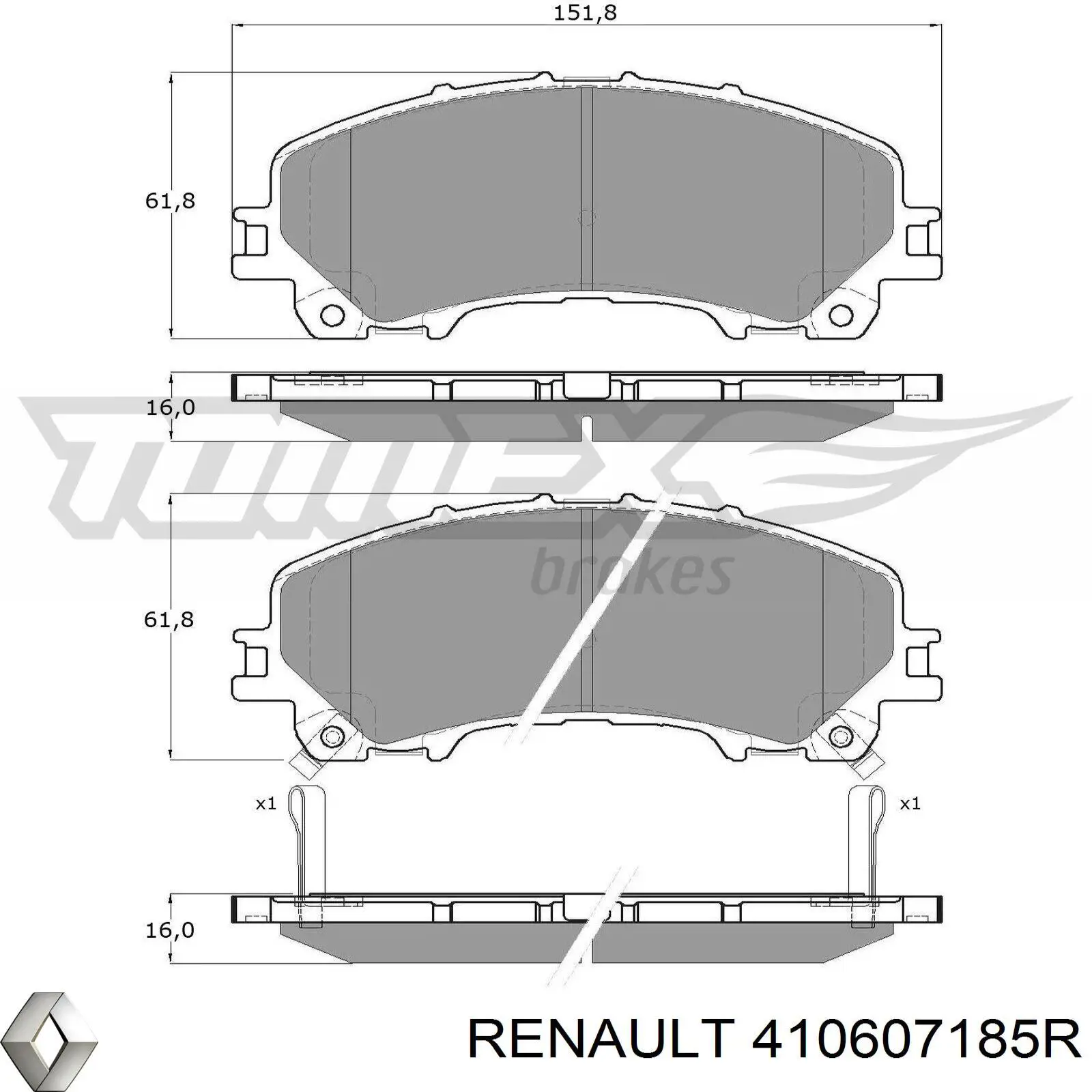 Передние тормозные колодки 410607185R Renault (RVI)