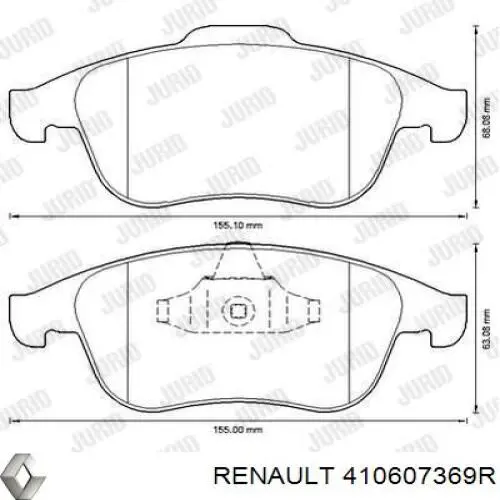 Передние тормозные колодки 410607369R Renault (RVI)