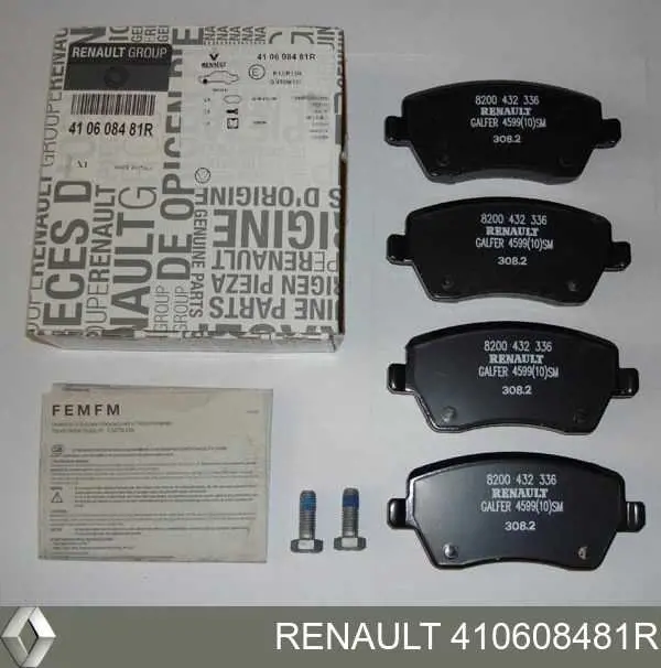 410608481R Renault (RVI) sapatas do freio dianteiras de disco