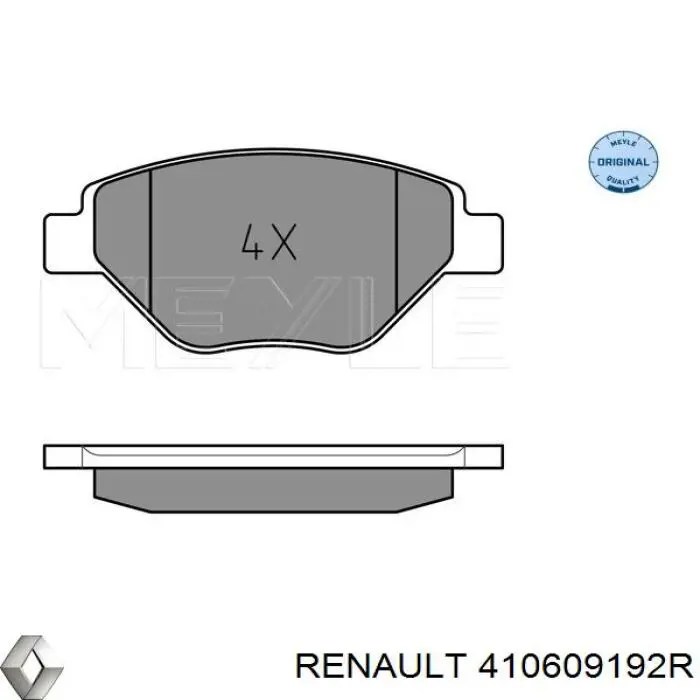 410609192R Renault (RVI) колодки тормозные передние дисковые