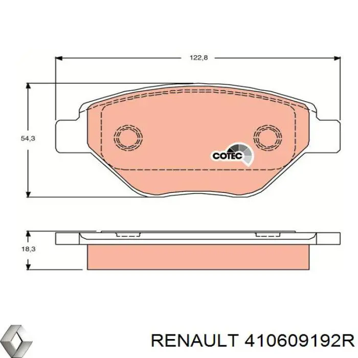 Колодки Renault (RVI) 410609192R цена, от 20.29 USD