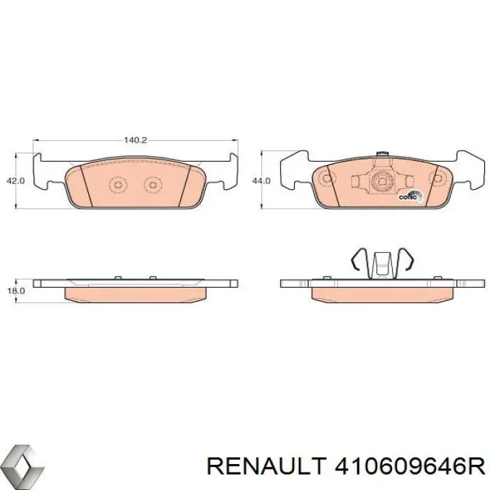 Колодки Renault (RVI) 410609646R цена, от 22.78 USD