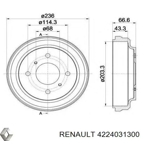 Тормозной барабан 4224031300 Renault (RVI)