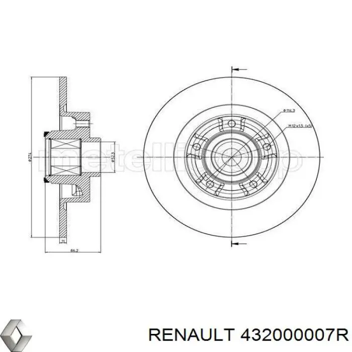 Купить 432000007R Renault (RVI) Диск тормозной задний