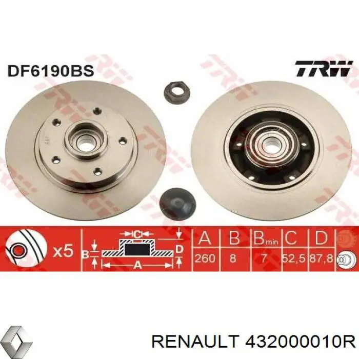 Тормозные диски 432000010R Renault (RVI)