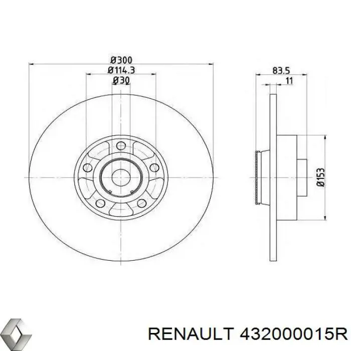 Диск тормозной задний Renault (RVI) 432000015R