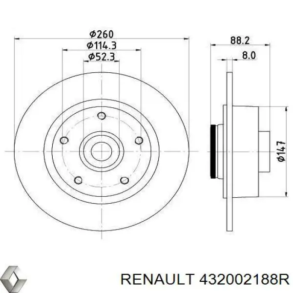 Диск тормозной задний Renault (RVI) 432002188R