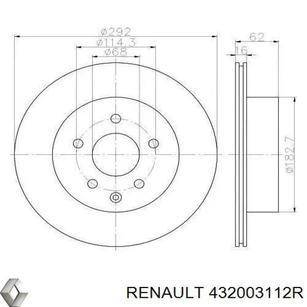 432003112R Renault (RVI) disco do freio traseiro