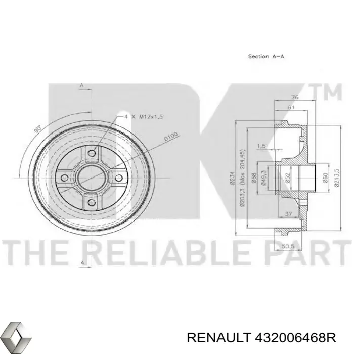 432006468R Renault (RVI) барабан тормозной задний