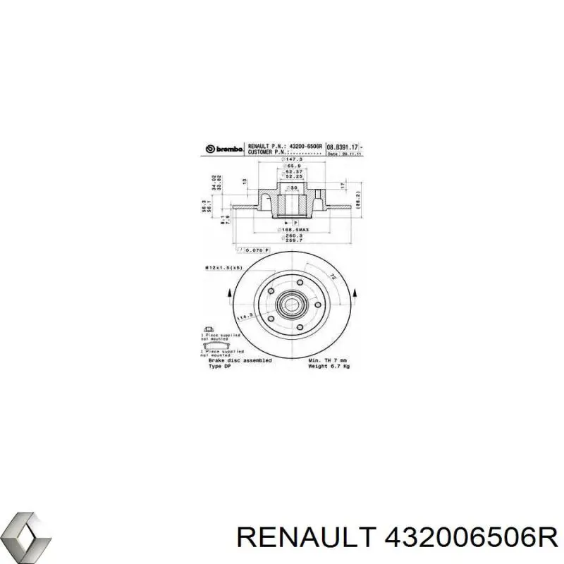 432006506R Renault (RVI) Дисковый тормоз