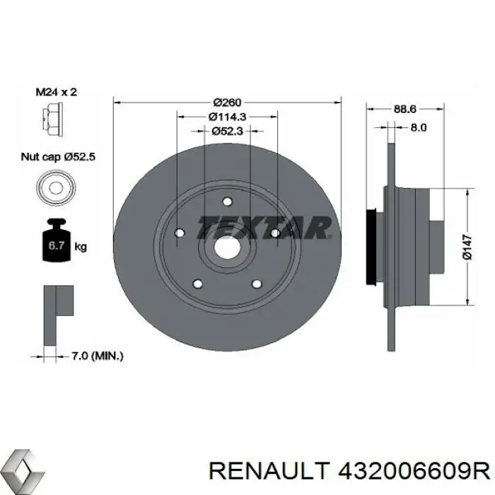 Купить 432006609R Renault (RVI) Диск тормозной задний