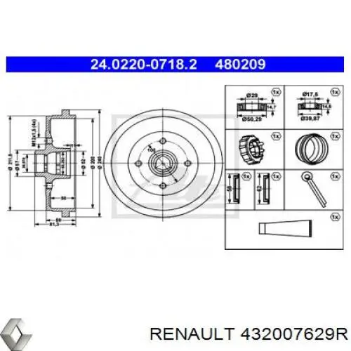 Купить 432007629R Renault (RVI) Тормозной барабан