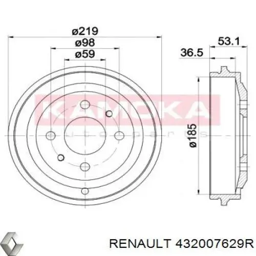 Барабан тормозной задний Renault (RVI) 432007629R цена, от 72.99 USD