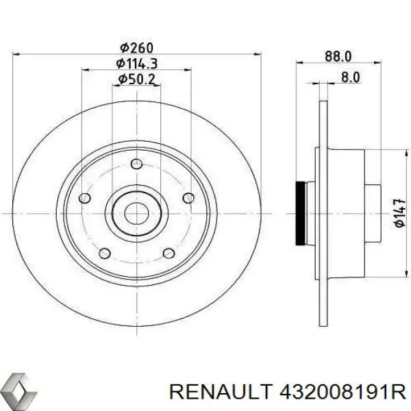 Диск тормозной задний Renault (RVI) 432008191R