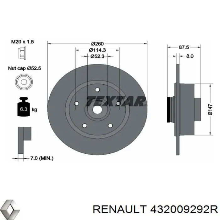 Купить 432009292R Renault (RVI) Диск тормозной задний