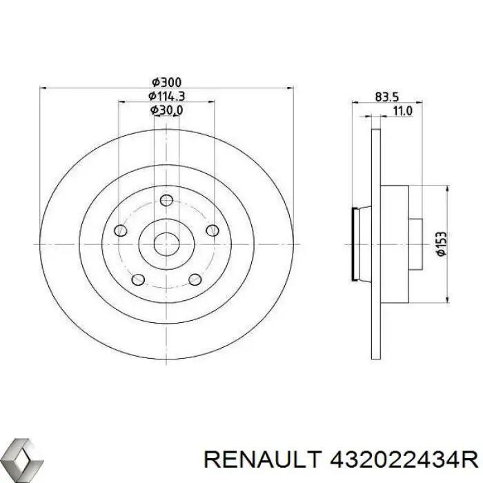 432022434R Renault (RVI) диск тормозной задний