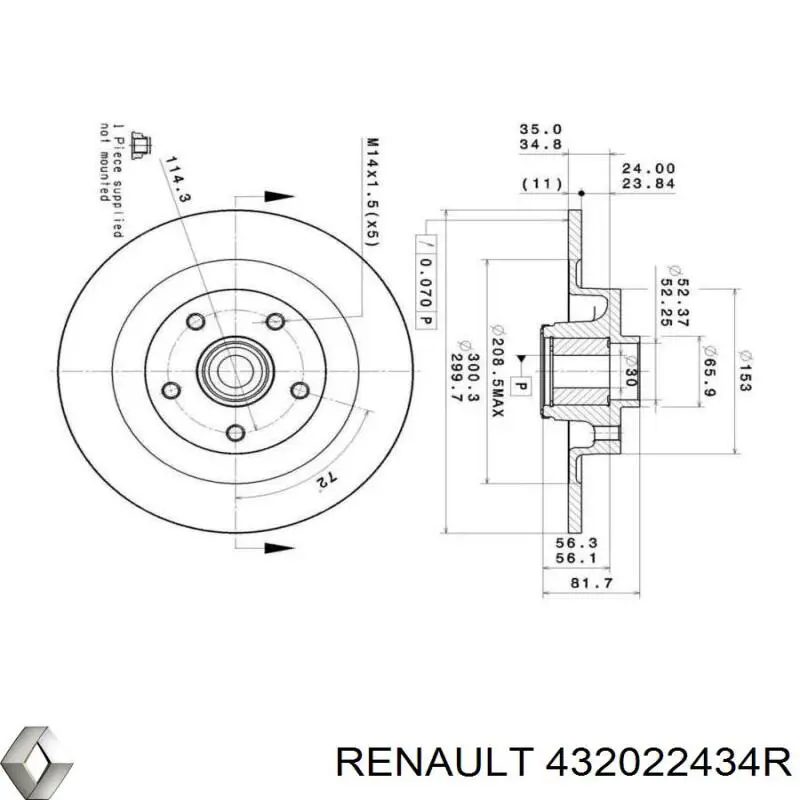 Задний тормозной диск Renault (RVI) 432022434R цена, от 88.20 USD