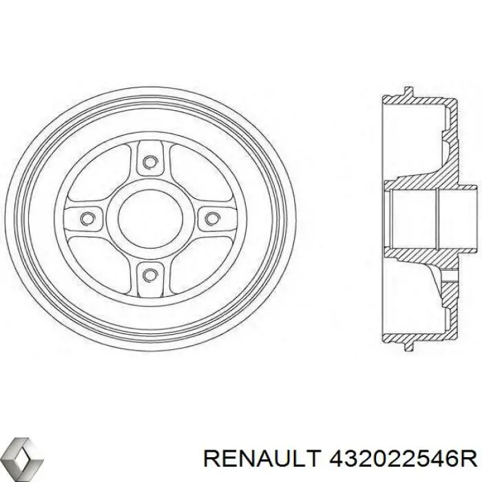 Барабан тормозной задний Renault (RVI) 432022546R цена, от 43.92 USD