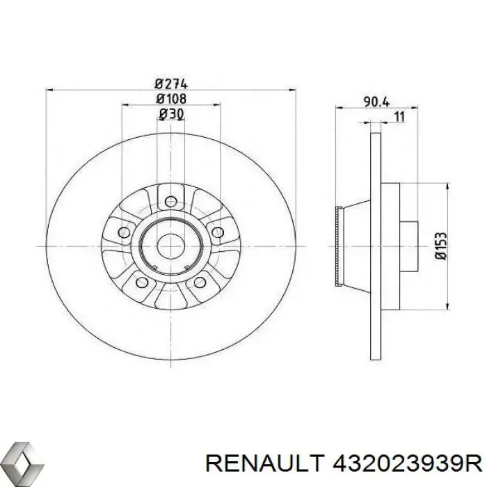 432023939R Renault (RVI) диск тормозной задний