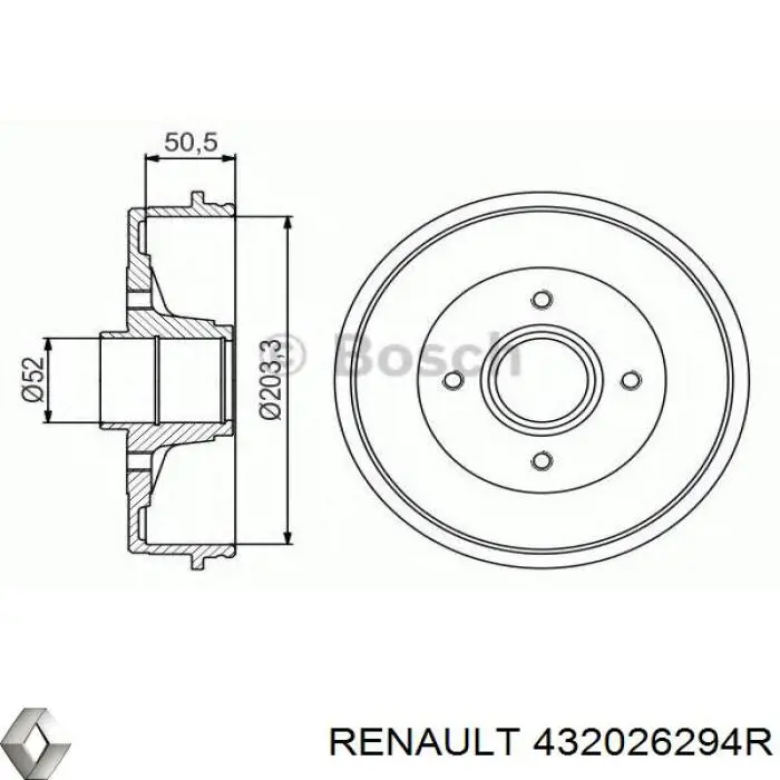 432026294R Renault (RVI) tambor do freio traseiro