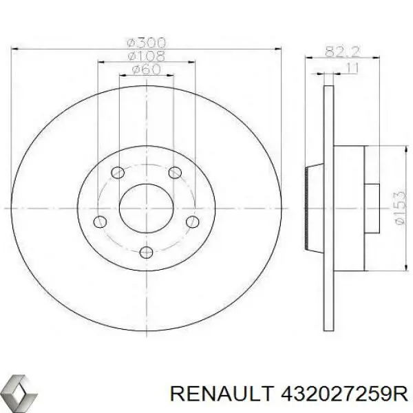 Тормозные диски 432027259R Renault (RVI)