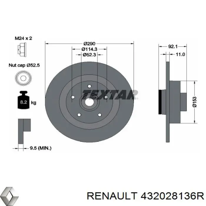 432028136R Renault (RVI) диск тормозной задний
