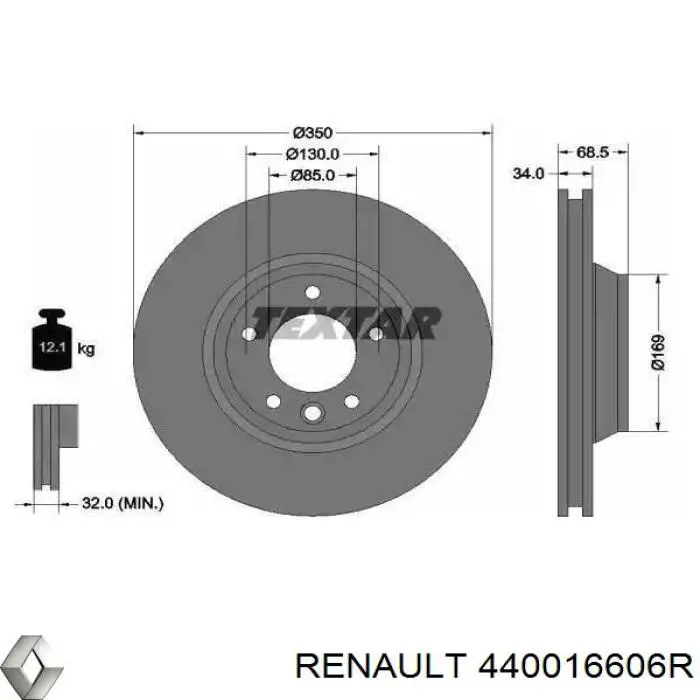 440016606R Renault (RVI) Суппорт тормозной задний правый