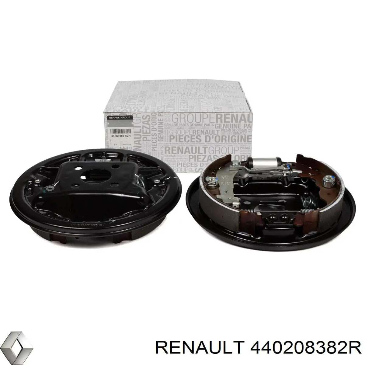 440208382R Renault (RVI) sapatas do freio traseiras de tambor, montadas com cilindros, kit