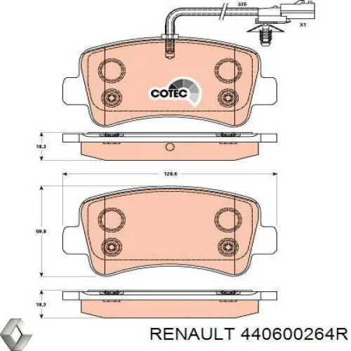 Купить 440600264R Renault (RVI) Колодки тормозные задние, дисковые