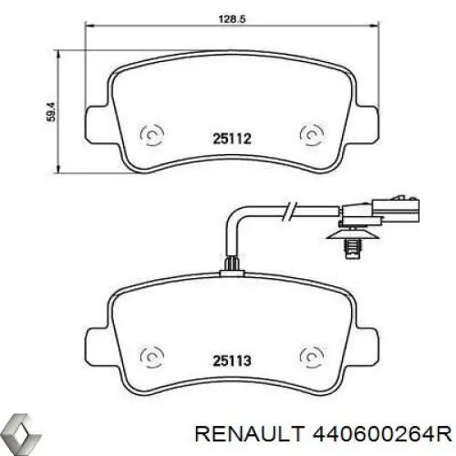 Задние тормозные колодки 440600264R Renault (RVI)