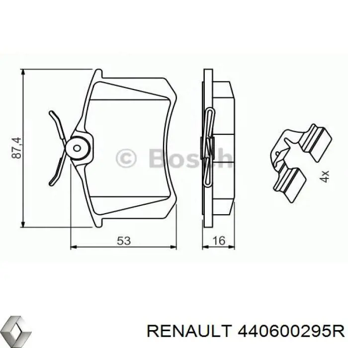440600295R Renault (RVI) колодки тормозные задние дисковые