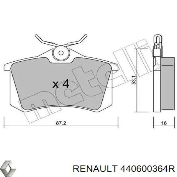 Колодки дисковые  Renault (RVI) 440600364R цена, от 14.06 USD