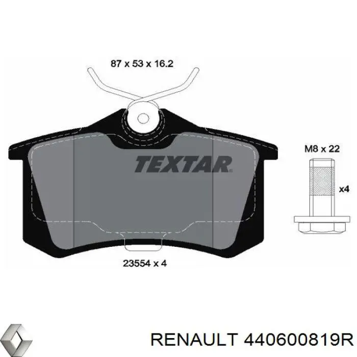 440600819R Renault (RVI) Колодки тормозные дисковые комплект