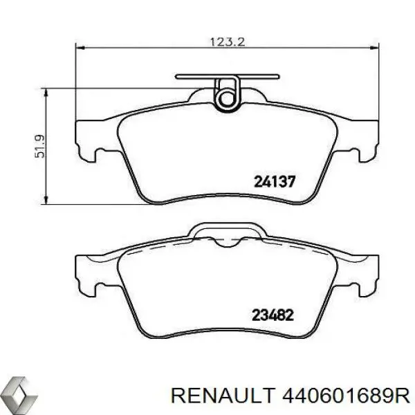 440601689R Renault (RVI) sapatas do freio traseiras de disco
