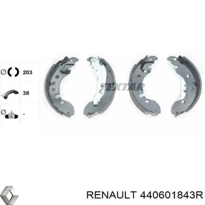 Задние барабанные колодки 440601843R Renault (RVI)