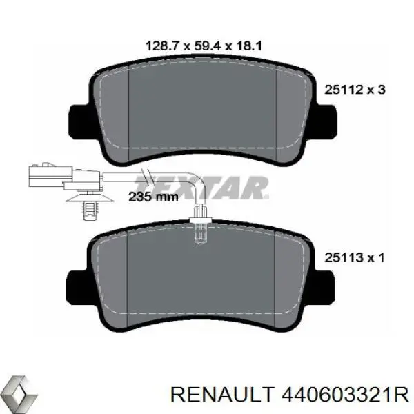 Задние дисковые колодки Renault (RVI) 440603321R