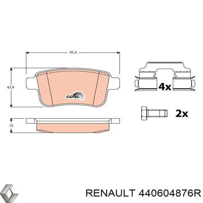 Задние тормозные колодки 440604876R Renault (RVI)