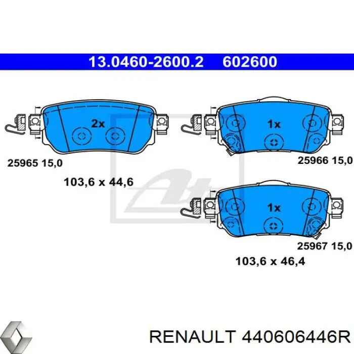 Задние тормозные колодки 440606446R Renault (RVI)