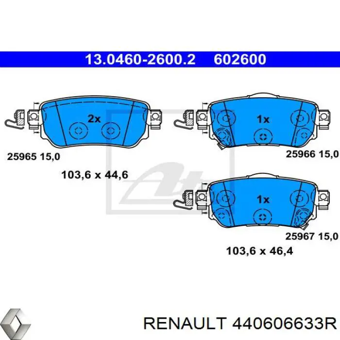 Задние тормозные колодки 440606633R Renault (RVI)