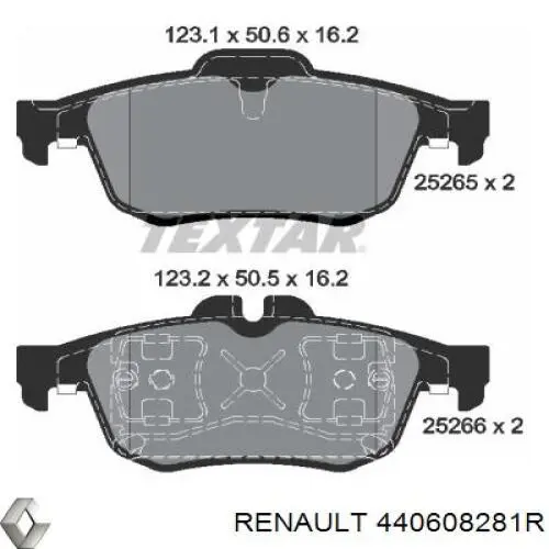 440608281R Renault (RVI) Sapatas do freio traseiras de disco