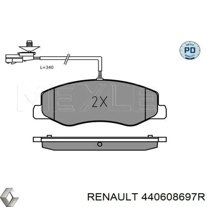 440608697R Renault (RVI) колодки тормозные задние дисковые