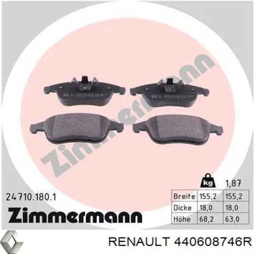 Передние тормозные колодки 440608746R Renault (RVI)