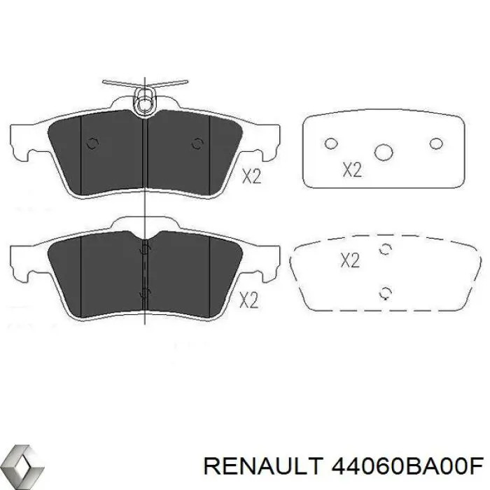 Задние тормозные колодки 44060BA00F Renault (RVI)