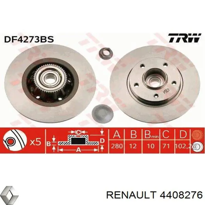 Тормозные диски 4408276 Renault (RVI)