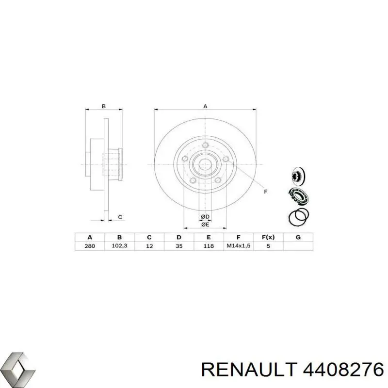 Задний дисковый тормоз Renault (RVI) 4408276