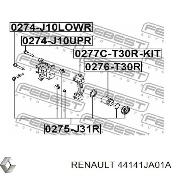 Направляющая суппорта заднего верхняя 44141JA01A Renault (RVI)