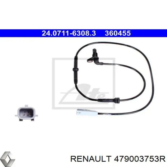 479001576R Renault (RVI) sensor abs traseiro esquerdo