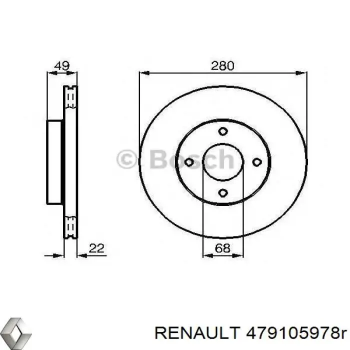 Датчик АБС (ABS) передний правый 479105978R Renault (RVI)
