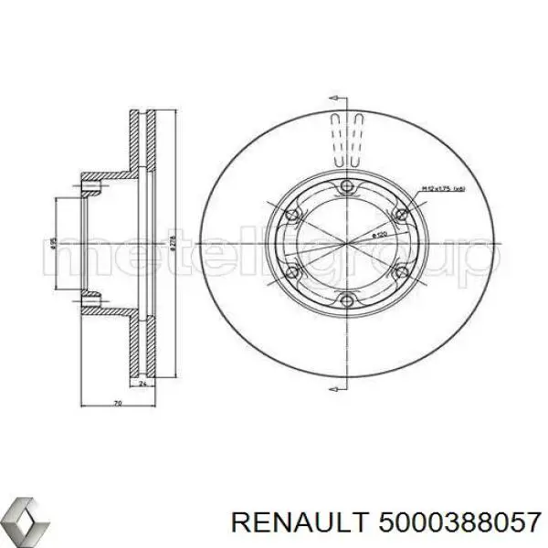 5000388057 Renault (RVI) Диск тормозной передний
